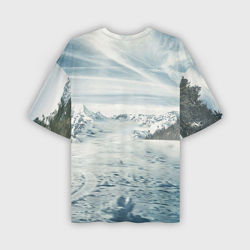 Мужская футболка оверсайз Крутая бэха в горах / 3D-принт – фото 2