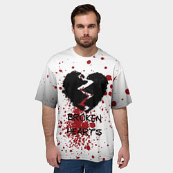 Футболка оверсайз мужская Разбитое черное сердце, цвет: 3D-принт — фото 2