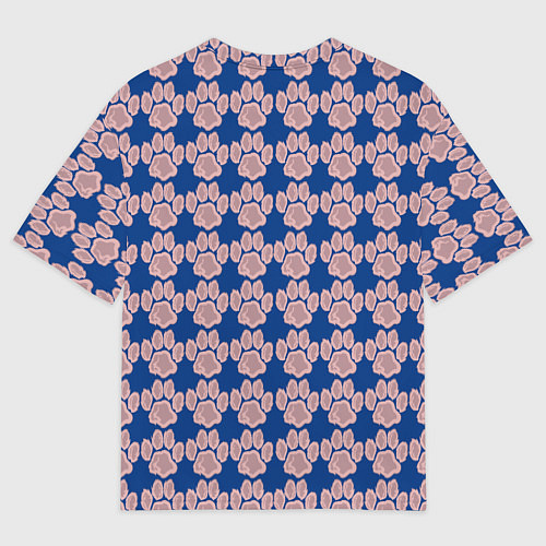 Мужская футболка оверсайз След собаки на синем фоне / 3D-принт – фото 2