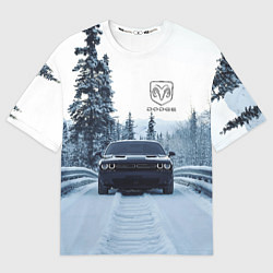 Футболка оверсайз мужская Dodge in winter forest, цвет: 3D-принт