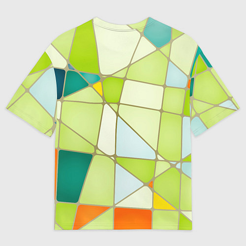 Мужская футболка оверсайз Абстрактный салатовый стеклянный паттерн / 3D-принт – фото 2