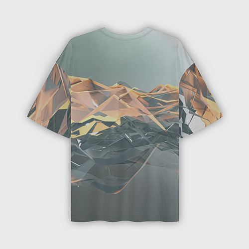 Мужская футболка оверсайз Абстрактное жидкое стекло / 3D-принт – фото 2