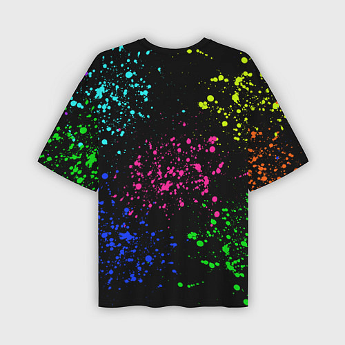 Мужская футболка оверсайз Брызги неоновых красок / 3D-принт – фото 2