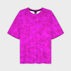 Мужская футболка оверсайз Розовый яркий неоновый узор с мраморной текстурой