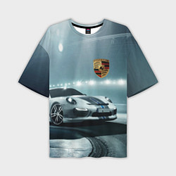 Мужская футболка оверсайз Porsche - racing route - motorsport