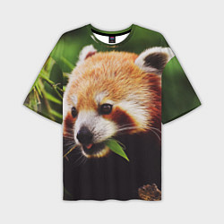 Мужская футболка оверсайз Красная милая панда