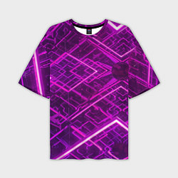 Мужская футболка оверсайз Абстрактные геометрические фиолетовые объекты