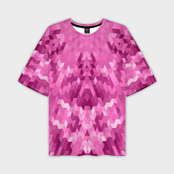 Футболка оверсайз мужская Яркий малиново-розовый геометрический узор, цвет: 3D-принт