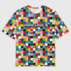 Мужская футболка оверсайз Minecraft - пиксельные персонажи