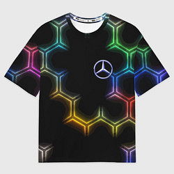 Мужская футболка оверсайз Mercedes - neon pattern