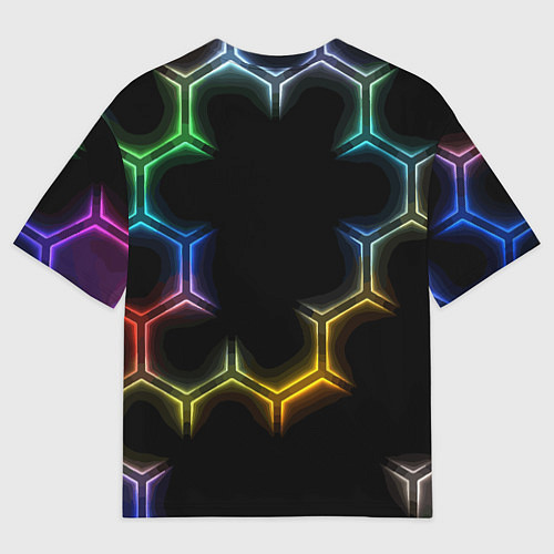Мужская футболка оверсайз Mercedes - neon pattern / 3D-принт – фото 2