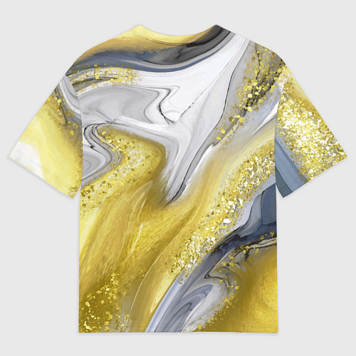 Мужская футболка оверсайз Благородный серо-золотой мрамор / 3D-принт – фото 2