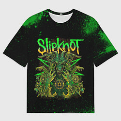 Футболка оверсайз мужская Slipknot green satan, цвет: 3D-принт