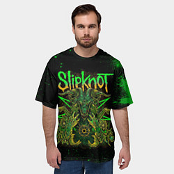 Футболка оверсайз мужская Slipknot green satan, цвет: 3D-принт — фото 2