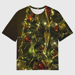 Футболка оверсайз мужская Нарядная новогодняя елка, цвет: 3D-принт