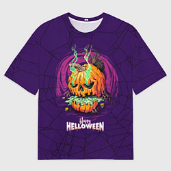 Футболка оверсайз мужская Злобная тыква Хэллоуин, цвет: 3D-принт