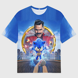 Футболка оверсайз мужская Соник и доктор Эггман, цвет: 3D-принт