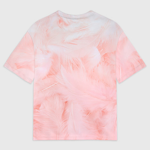 Мужская футболка оверсайз Aesthetic visual art pink feathers / 3D-принт – фото 2