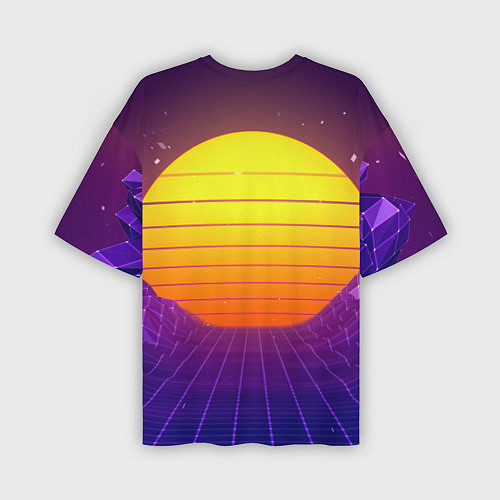 Мужская футболка оверсайз Retro wave sun / 3D-принт – фото 2