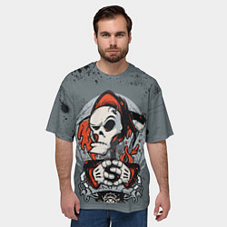 Футболка оверсайз мужская Slipknot Скелет, цвет: 3D-принт — фото 2