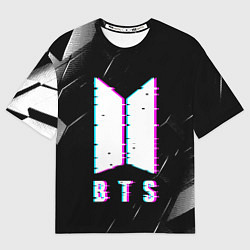 Мужская футболка оверсайз BTS - Неоновый логотип