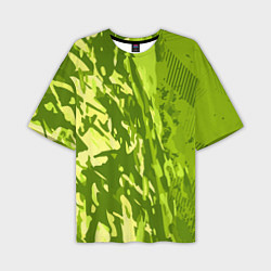 Мужская футболка оверсайз Зеленый абстрактный камуфляж