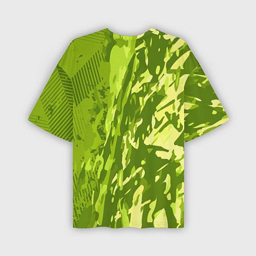 Мужская футболка оверсайз Зеленый абстрактный камуфляж / 3D-принт – фото 2