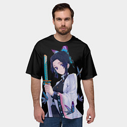 Футболка оверсайз мужская Шинобу Кочо с клинком - demon slayer, цвет: 3D-принт — фото 2