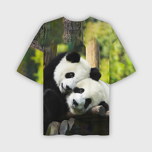 Мужская футболка оверсайз Влюблённые панды / 3D-принт – фото 2