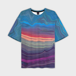 Мужская футболка оверсайз Цветной переливающийся абстрактный песок
