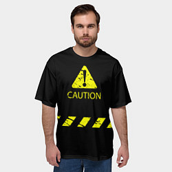 Футболка оверсайз мужская CAUTION - Осторожно опасность, цвет: 3D-принт — фото 2