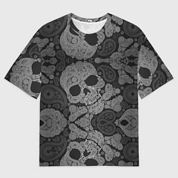 Мужская футболка оверсайз Абстрактные черепа пейсли