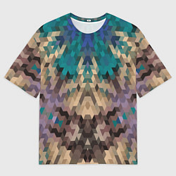 Мужская футболка оверсайз Геометрический симметричный узор в коричневых тона