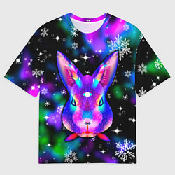 Футболка оверсайз мужская Неоновый кролик, цвет: 3D-принт