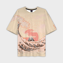 Мужская футболка оверсайз Бурные океанские волны на восходе солнца