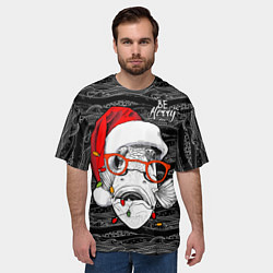 Футболка оверсайз мужская Be merry, fish, Santa Claus, цвет: 3D-принт — фото 2