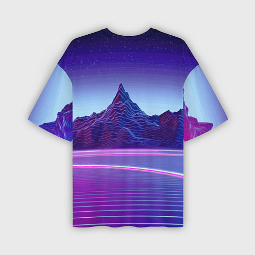 Мужская футболка оверсайз Neon mountains - Vaporwave / 3D-принт – фото 2