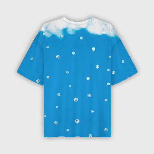 Мужская футболка оверсайз Снегурочка и снежинки / 3D-принт – фото 2