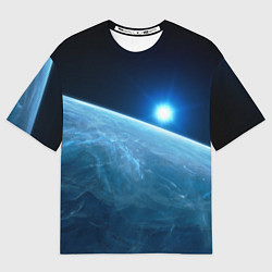 Мужская футболка оверсайз Яркая звезда над горизонтом - космос