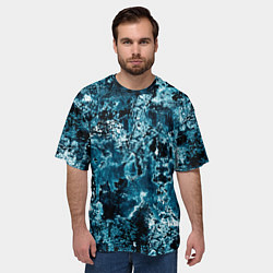 Футболка оверсайз мужская Гранж - абстрактные синие разводы, цвет: 3D-принт — фото 2