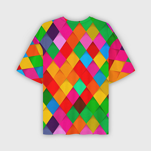 Мужская футболка оверсайз Цветные лоскуты - пэчворк / 3D-принт – фото 2
