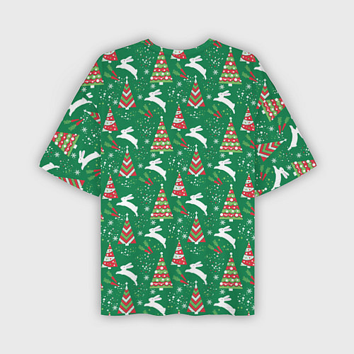Мужская футболка оверсайз Рождественские кролики / 3D-принт – фото 2