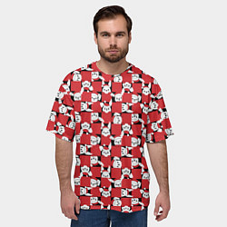 Футболка оверсайз мужская Кролики в красных шапках, цвет: 3D-принт — фото 2