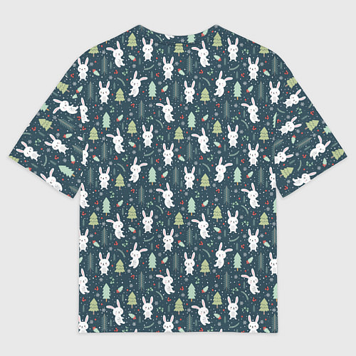 Мужская футболка оверсайз Новогодний паттерн, год кролика / 3D-принт – фото 2
