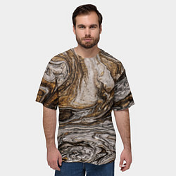 Футболка оверсайз мужская Золотистый мрамор, цвет: 3D-принт — фото 2