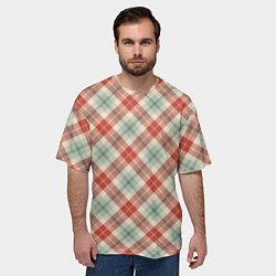 Футболка оверсайз мужская Салатовый узор в клетку, цвет: 3D-принт — фото 2