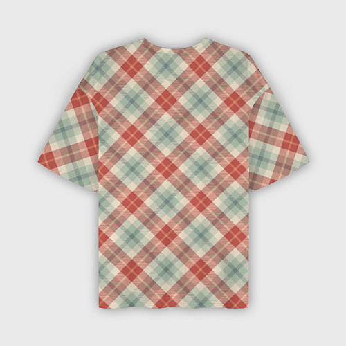 Мужская футболка оверсайз Салатовый узор в клетку / 3D-принт – фото 2
