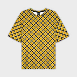 Мужская футболка оверсайз Черно-желтый клетчатый узор