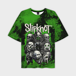 Мужская футболка оверсайз Slipknot green abstract