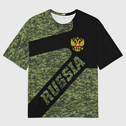 Футболка оверсайз мужская Камуфляж - RUSSIA, цвет: 3D-принт